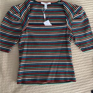 Derek Lam 10 Crosby Striped Multicolor Women's Top
